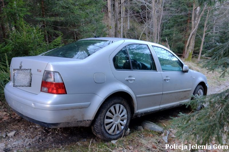 Kradzież drewna, katalizatora i porzucenie auta w lesie.