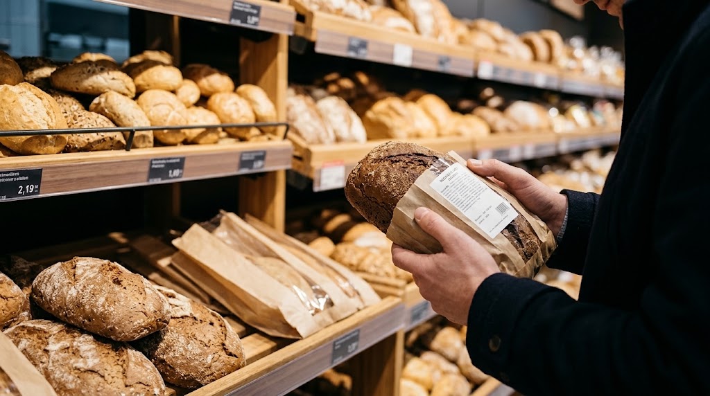 Chleb z marketu skład pieczywa sprawdzany na etykiecie w sklepie